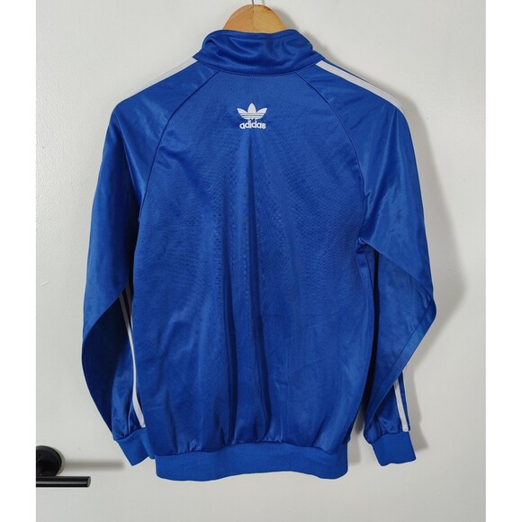 Vintage Adidas Track Jacket L Full Zip Blue Stripes Trefoil Logo y2k (Read Desc) - Picture 2 of 9